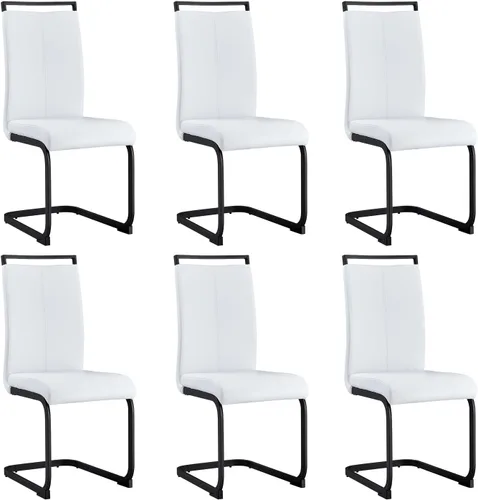 Miniatura 13 de gopop Juego de sillas de comedor, sillas modernas de metal con asiento acolchado de piel sintética, respaldo alto y patas cromadas resistentes, claro