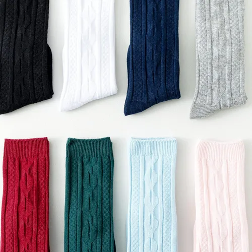 Miniatura 8 de Mini angel Calcetines altos hasta la rodilla para bebé, calcetines largos de punto trenzado, calcetines de algodón sin costuras, para recién 5 pares