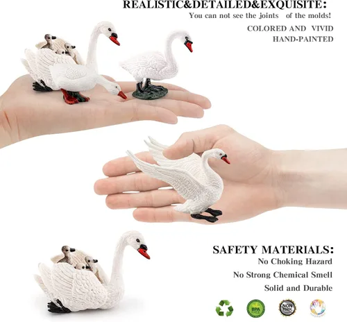 Miniatura 5 de LC JoyCre 4PCS Cisne Blanco Figura Ganso Cisne Juguete Figura de Animal para Niños Pequeños Figuras de Animales Preescolares Proyecto Educativo