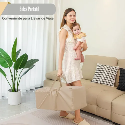 Miniatura 6 de Moisés para bebé 5 en 1, paquete y juego, cuna de bebé ajustable junto al dormir, configuración de un segundo y una mano, corralito portátil Beige