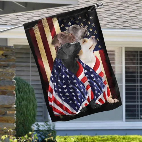 Miniatura 6 de Flagwix Banderas de perro patriota americano, bandera de cuatro perros labradores retriever de doble cara, decoración para el hogar, exterior
