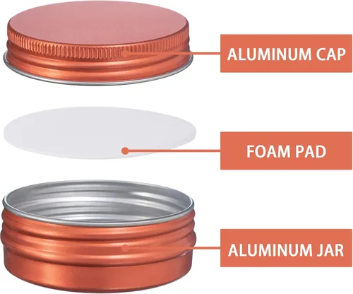 Miniatura 3 de Recipiente de aluminio de 1 oz / 30ml con tapa de rosca y etiquetas en blanco (Naranja - Paquete de 32)