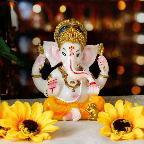 Miniatura 3 de alikiki Ídolo hindú de Lord Ganesha - Dios de la India Ganesh estatua Diwali Regalos indio Puja Artículos para el hogar Templo Mandir Pooja
