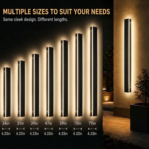 Miniatura 8 de Lámpara de Pared Moderna para Exteriores de 31 Pulgadas, Regulable 3000K-6000K, Aplique de Pared Lineal para Exteriores Impermeable IP65, Luces LED