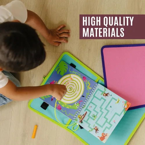 Miniatura 8 de Libro de Actividad Educativa de Viaje para Niños Totebook con Marcadores Lavables - Actividades de Auto y Avión, Juguetes Educativos para Niños