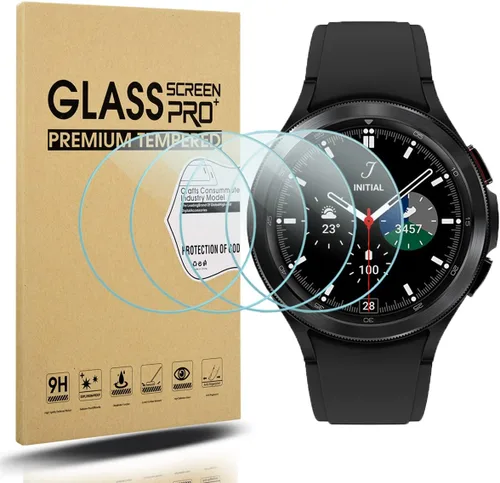 Suoman Paquete de 4 protectores de pantalla de vidrio templado para Samsung Galaxy Watch 4 Classic de 1.81 pulgadas (1.811 in) para Galaxy Watch 4