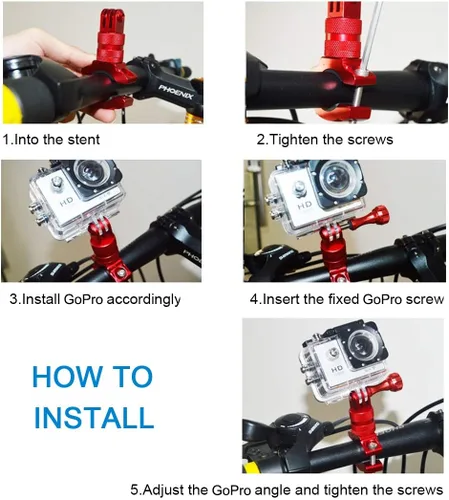 Miniatura 8 de PULUZ Soporte de manubrio para cámara de bicicleta para GoPro Hero 12/11/10/9/8/7/6, Clip de montaje para bicicleta y motocicleta, soporte