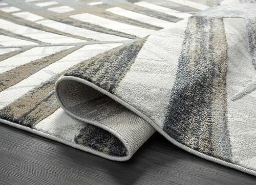 Miniatura 5 de Abani Alfombra decorativa de estilo ecléctico moderno con diseño de hojas de palma, color marrón, gris y beige (4 x 6 pies, gris y marrón)