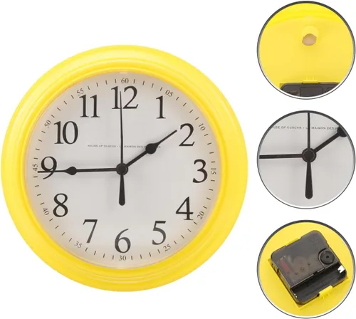 Miniatura 9 de ULTECHNOVO Reloj de pared redondo silencioso sin tictac de 9.84 pulgadas, color amarillo, diseño moderno para cocina, dormitorio, sala de estar