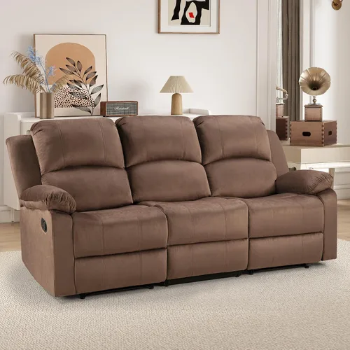Miniatura 15 de CANMOV Juego de sillas reclinables manuales de 2, sofá individual de tela suave y tapizado para sala de estar y dormitorio, mecanismo reclinable