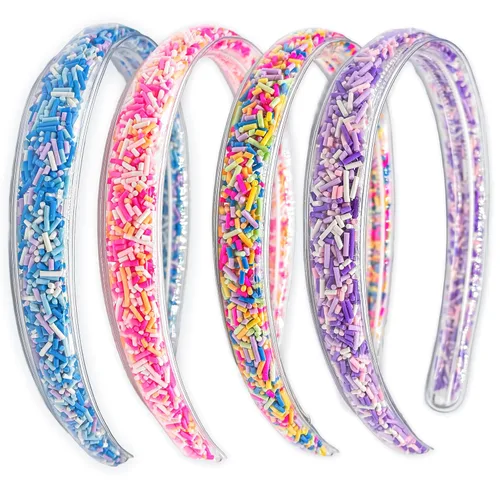 FROG SAC 4 diademas para niñas – Diadema con purpurina para niños, bandas finas para la cabeza de niña pequeña, accesorios para el cabello de niños