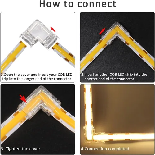 Miniatura 3 de MJJC 6 conectores de esquina de luz LED COB de 2 pines de 0.394 in, en forma de L, tira de 90 grados para tira de conectores rápidos sin soldadura