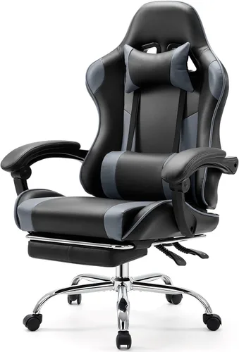 Miniatura 13 de Sweetcrispy Silla de videojuegos – Silla de escritorio ergonómica con reposapiés y soporte lumbar, altura ajustable con respaldo alto y reposabrazos