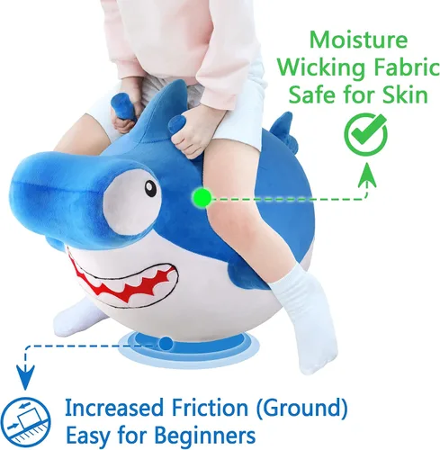Miniatura 4 de iPlay, iLearn Bolas Saltarinas de Tiburón para Niños, Bola Saltarina de Tiburón Martillo para Niños Pequeños con Asa, Juguete Saltarín para Montar