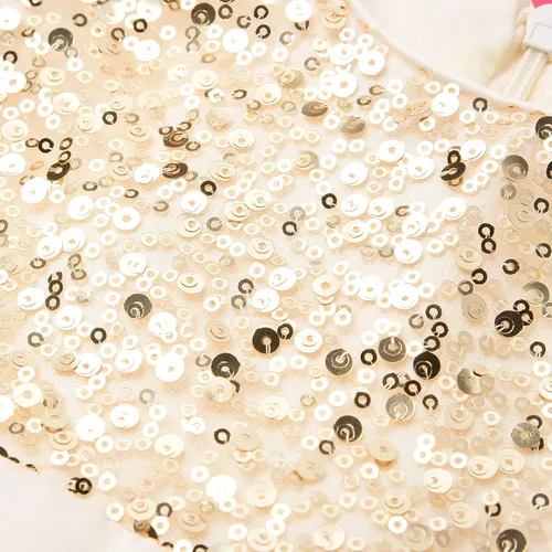 Miniatura 4 de Uhnice Vestido de malla sin mangas con lentejuelas para niña pequeña para fiesta de boda, Arco iris