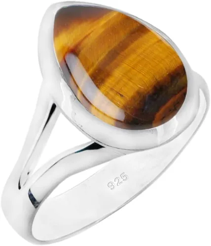 Miniatura 11 de Anillo de piedras preciosas naturales Anillo de plata ajustable hecho a mano Anillo de piedras preciosas en forma de pera Plata de ley 925