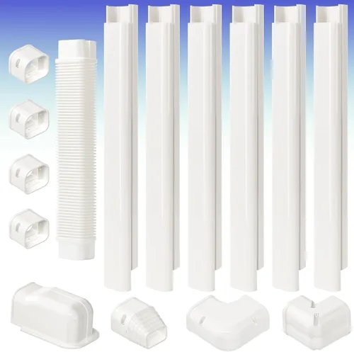 Miniatura 9 de GUEQUITLEX Kit de cubierta de línea dividida de 3 pulgadas de ancho, 7.5 pies, kit de cubierta decorativa de PVC para aire acondicionado central