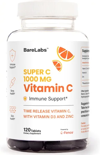 Time Release Vitamina C 1000 mg + Vitamina D3 1000 UI + Zinc 30 mg | Apoyo inmunológico y refuerzo de colágeno | Sin OMG, antioxidante durante todo