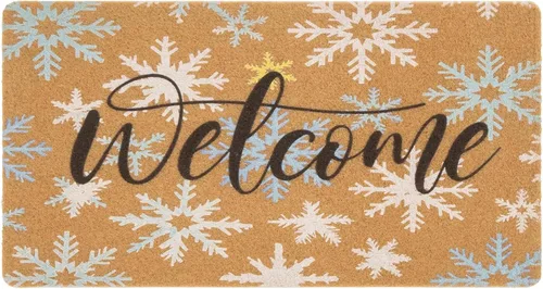 Miniatura 9 de FGSS Felpudo de bienvenida de Navidad, tapete de fibra de coco, antideslizante, tapete para puerta delantera, temporada de invierno, Navidad