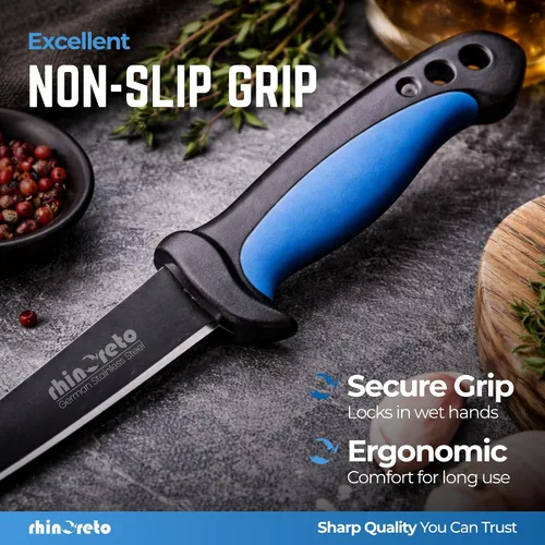 Miniatura 5 de Rhinoreto Cuchillo de filete para pescado, hoja de acero inoxidable alemán flexible y súper afilada de 5-9 pulgadas, cuchillos profesionales