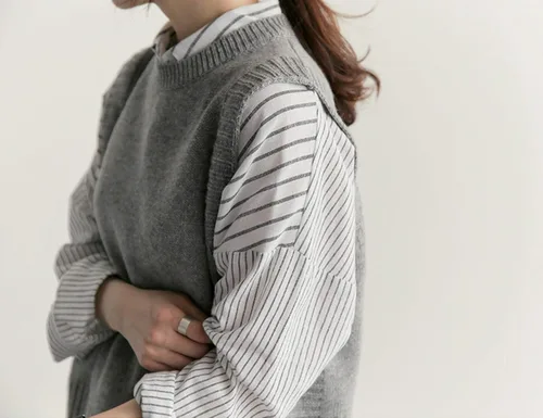 Miniatura 4 de UANEO Chaleco básico de punto sin mangas con cuello redondo para mujer