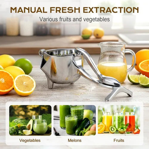 Miniatura 3 de Exprimidor manual de limón, extractor de jugo de fruta fresca de aleación de aluminio 2026, exprimidor de presión manual con agarre ergonómico