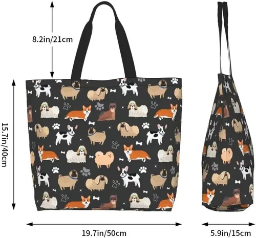 Miniatura 2 de Divertida bolsa de mano con tema de perro para mujer, lindo estampado de hueso de pata, reutilizable, para playa, compras, regalos casuales de viaje