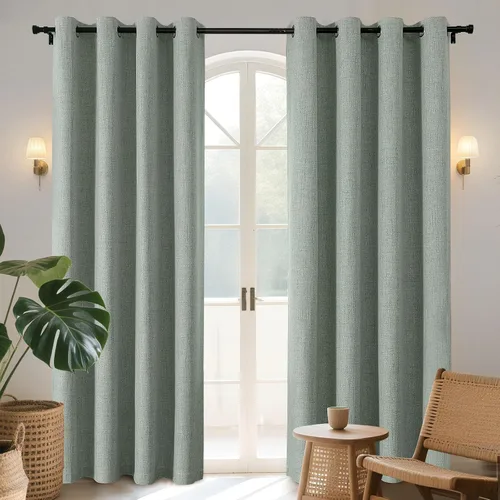 Miniatura 29 de Joydeco Cortinas opacas de 84 pulgadas de largo, 2 paneles burg, cortinas de oscurecimiento de habitación para dormitorio, cortinas térmicas Negro