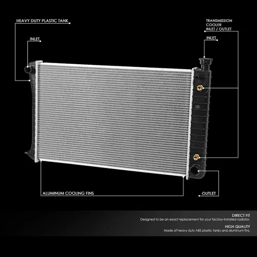 Miniatura 2 de DNA Motoring OEM-RA-1690 Radiador de aluminio de estilo de fábrica compatible con 88-99 C/K1500 4.3 5.0 5.7L AT, 28-1/4 pulgadas de ancho x 17-1/4