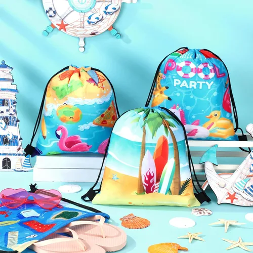 Miniatura 3 de Boao 12 unidades de bolsas de regalo de fiesta de playa de verano para niños, bolsas de regalo, bolsas de dulces para fiesta en la playa