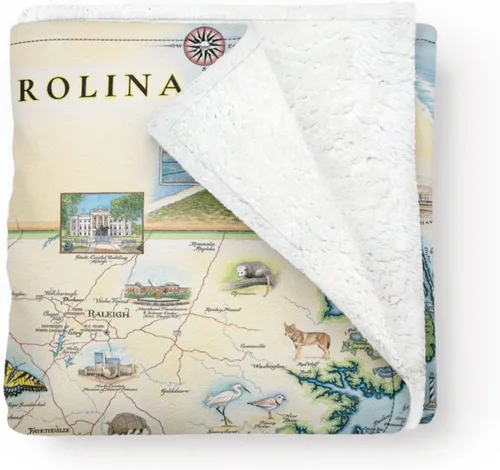Miniatura 36 de Xplorer Maps Manta de forro polar del Parque Nacional Acadia Manta de 58 x 50 pulgadas Arte original dibujado a mano