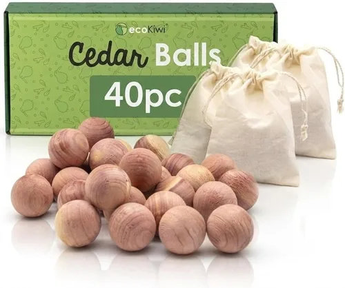 ecoKiwi Bolas de cedro para almacenamiento de ropa, paquete de 40 unidades, bloques de cedro rojo 100% natural para almacenamiento de ropa, astillas