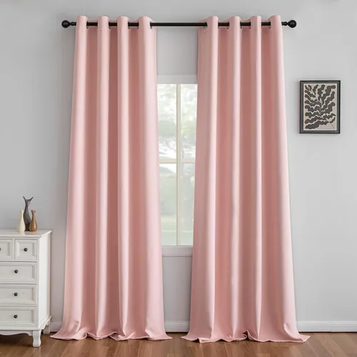 Miniatura 77 de IGEMAEVE Cortinas 100% opacas de 108 pulgadas de largo para dormitorio, juego de 2 paneles de cortinas opacas con bolsillo para barra y pestaña