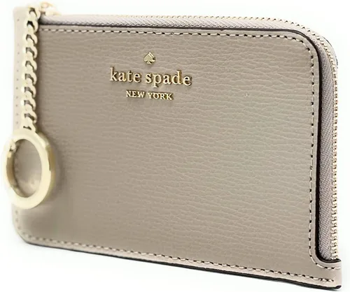 Miniatura 3 de Kate Spade - Tarjetero unisex Darcy de Laether con cremallera en L medio con llavero en gris pardo cálido, Topo cálido