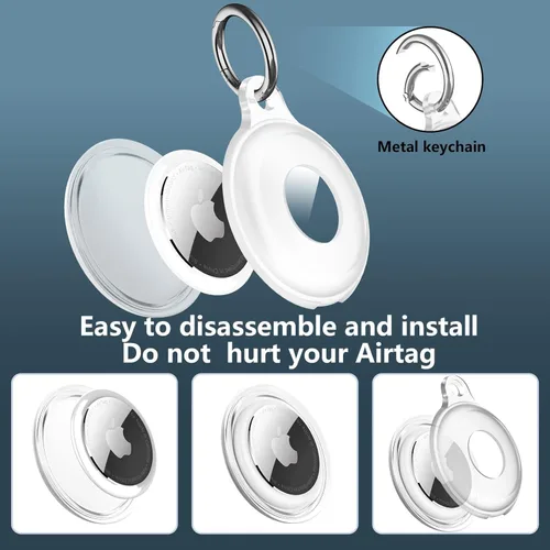 Miniatura 5 de Paquete de 4 fundas porta llaves impermeables IPX8 compatibles con AirTag, ligeras, antiarañazos, fácil instalación, suave de cuerpo completo a