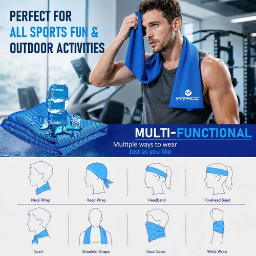 Miniatura 5 de YQXCC Toalla refrescante Paquete de 2 unidades de 47 x 12 pulgadas Hielo fresco para cuello Microfibra suave transpirable para yoga, golf