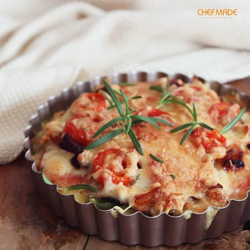 Miniatura 8 de CHEFMADE Sartén para tartas, 7 pulgadas con parte inferior suelta extraíble, antiadherente, redonda, quiche, para horno y cocción instantánea