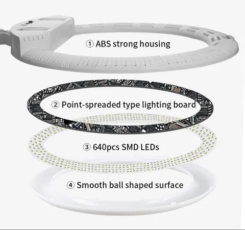 Miniatura 6 de Lámpara de anillo de 100 W, 22 pulgadas, kit de luz de anillo de 21.7 in, lámpara LED súper brillante para maquillaje, belleza, uñas, piel, bolso