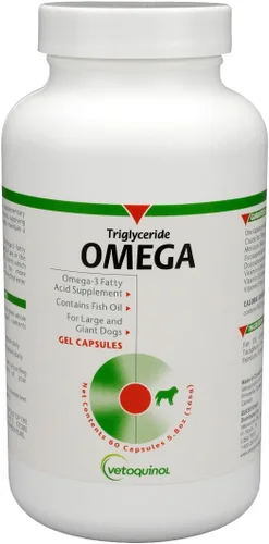 Vetoquinol Suplemento de Omega 3 en Triglicéridos para Perros Grandes, Suplemento de Aceite de Pescado para Perros con EPA y DHA, Promueve la Salud