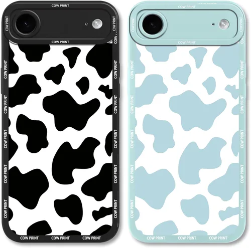 Miniatura 28 de Paquete de 2 bonitas fundas de teléfono para Apple iPhone 13 de 6.1 pulgadas, funda protectora de silicona con estampado de vaca a la moda, delgada