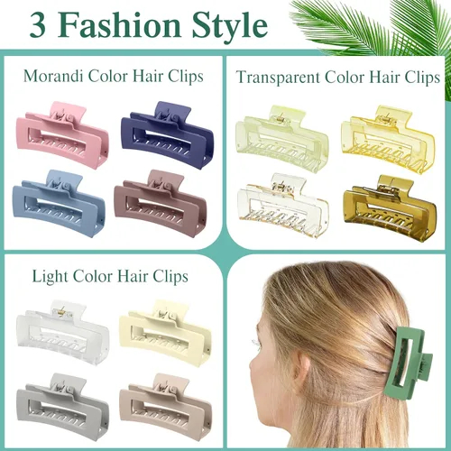 Miniatura 4 de XunYee 60 pinzas para el pelo a granel para mujeres y niñas, 4.1 pulgadas, rectángulo, grande, antideslizante, cuadrado, fuerte sujeción