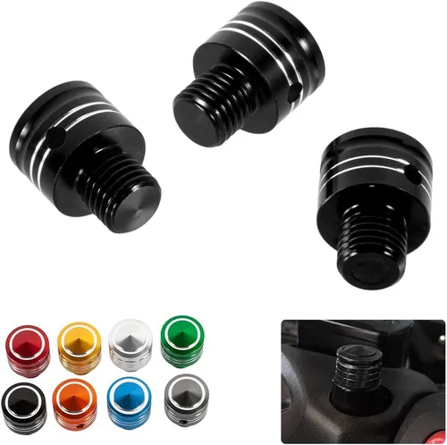 Miniatura 5 de Tornillos para espejo de motocicleta M10x1.25 de aluminio, 3 piezas en 1, juego universal para scooter, Street Bike Motocross, Cafe Racer (negro)