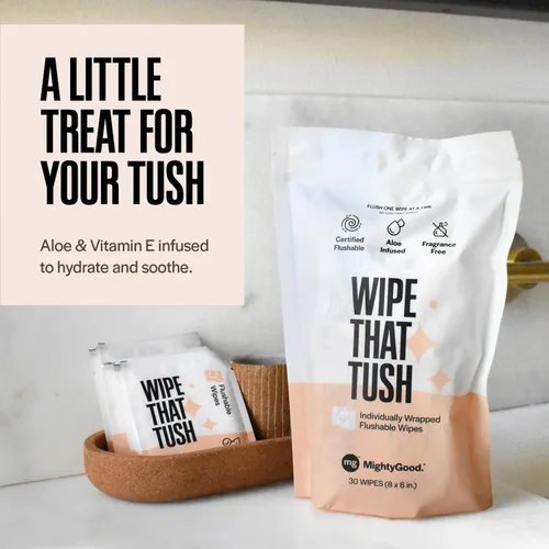 Miniatura 3 de Wipe That Tush On-The-Go Toallitas desechables a granel – 12 paquetes de 10 toallitas de viaje envueltas individualmente, 120 en total – Sin