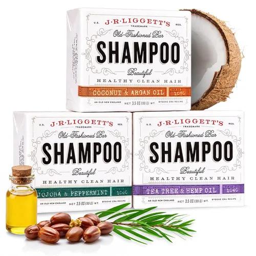 J·R·LIGGETT'S Barra de Champú – Árbol de Té, Jojoba y Menta, Aceites de Coco y Argán – Barra de Champú Sólida Totalmente Natural, Sin Sulfatos, Sin