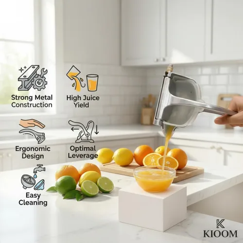 Miniatura 3 de Exprimidor manual - Exprimidor manual de frutas para naranja, limón, lima y cítricos - Exprimidor de jugo de metal resistente con base antideslizante