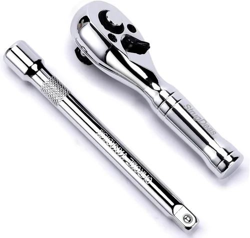 Miniatura 8 de StrugDeas Llave de trinquete de 1/4 de pulgada, llave de vaso corta de 72 dientes de liberación rápida con una barra de extensión (4 pulgadas)