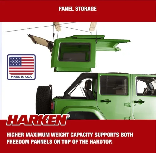 Miniatura 4 de HARKEN - Polipasto de Almacenamiento Aéreo para Techo Rígido de Garaje para Jeep Wrangler y Ford Bronco, Autonivelante, Sistema Seguro Anticaída
