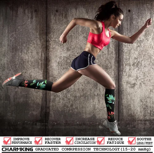 Miniatura 2 de CHARMKING - Calcetines de compresión para mujeres y hombres (3 pares), 15-20 mm Hg, el mejor apoyo para atletismo, running o ciclismo, mejora