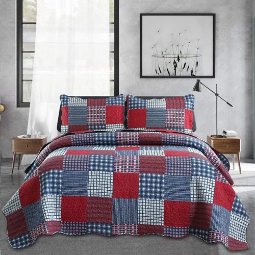 Miniatura 20 de Juego de edredón tamaño Queen, colcha a cuadros, cubrecama Queen, edredones Queen de retazos, ropa de cama para hombres colección a cuadros, colcha