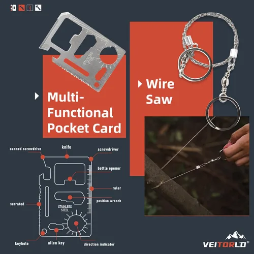 Miniatura 6 de VEITORLD Gifts for Men Dad Husband Him Fathers Day, Survival Gear and Equipment 12 in 1, Survival Kits, Cool Unique Fishing Hunting Anniversary